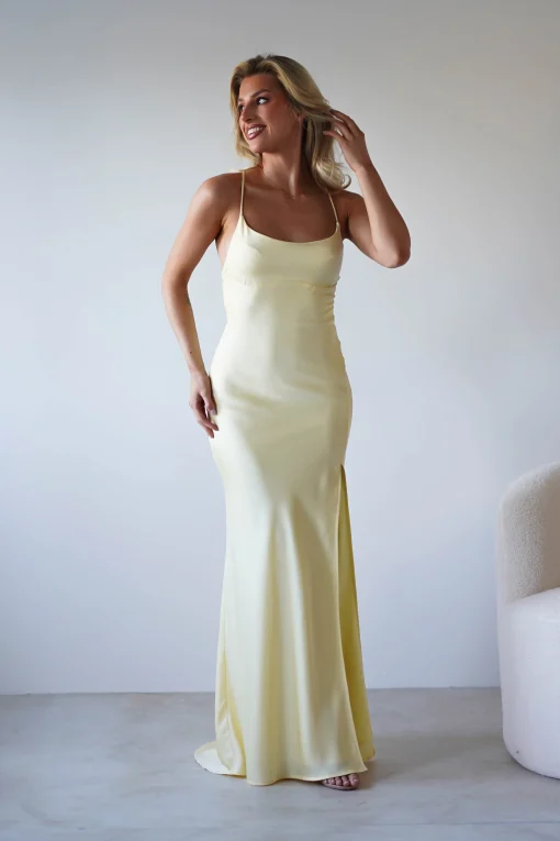 Elsa Matte Satin Maxi Gown | Yellow*OH HELLO CLOTHING New