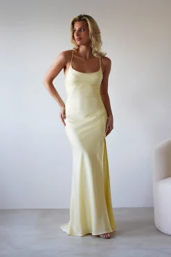 Elsa Matte Satin Maxi Gown | Yellow*OH HELLO CLOTHING New
