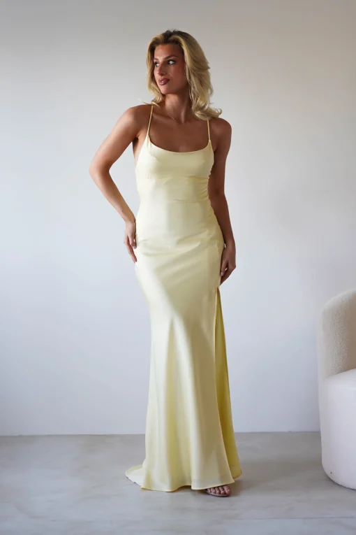 Elsa Matte Satin Maxi Gown | Yellow*OH HELLO CLOTHING New