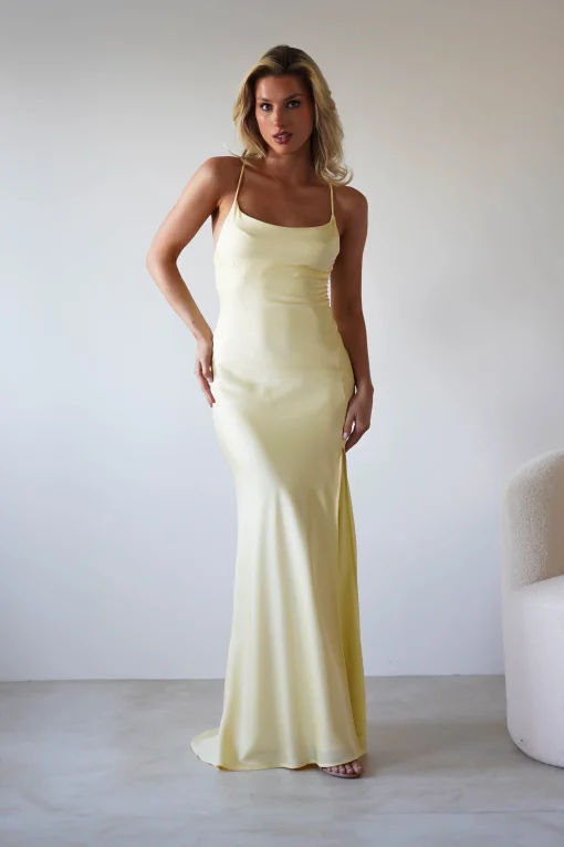 Elsa Matte Satin Maxi Gown | Yellow*OH HELLO CLOTHING New