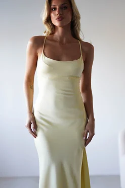Elsa Matte Satin Maxi Gown | Yellow*OH HELLO CLOTHING New