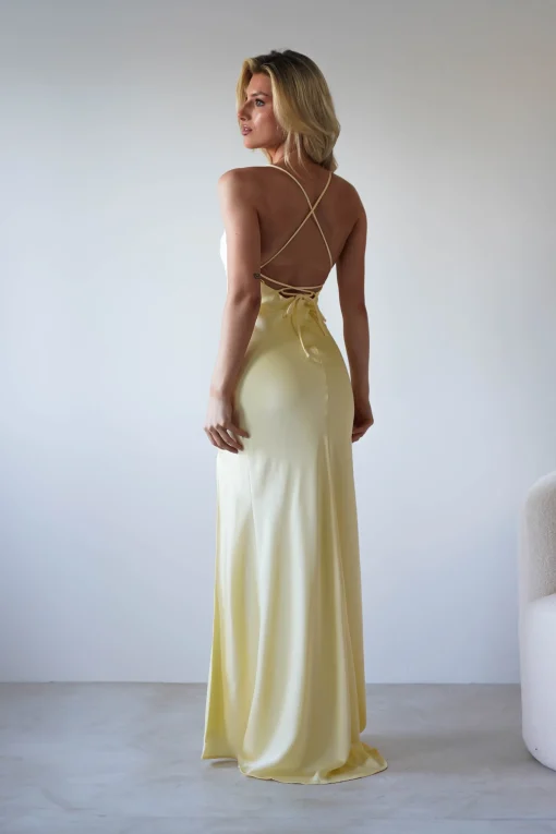 Elsa Matte Satin Maxi Gown | Yellow*OH HELLO CLOTHING New