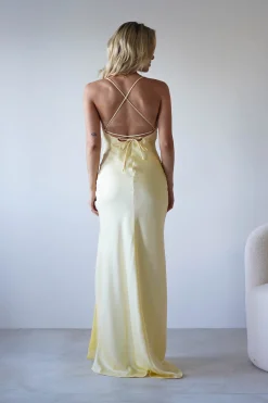 Elsa Matte Satin Maxi Gown | Yellow*OH HELLO CLOTHING New
