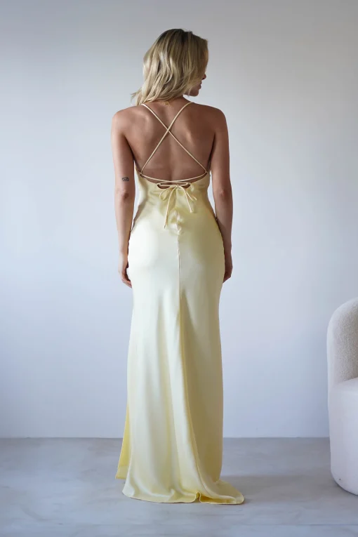 Elsa Matte Satin Maxi Gown | Yellow*OH HELLO CLOTHING New