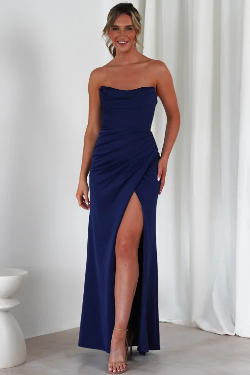 Grasie Bodycon Strapless Gown | Navy*Cinderella Best