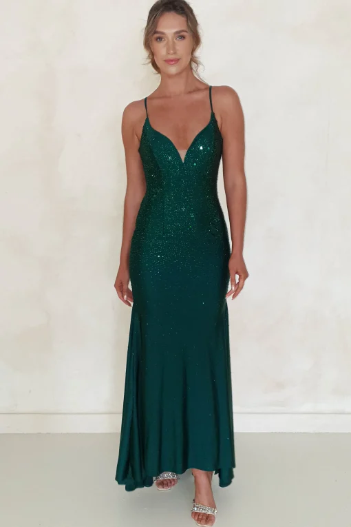 Jennifer Diamante Bodycon Gown | Dark Green*Factory Clearance