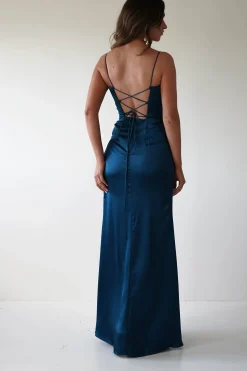 Julianne Corset Satin Gown | French Navy*Cinderella Online