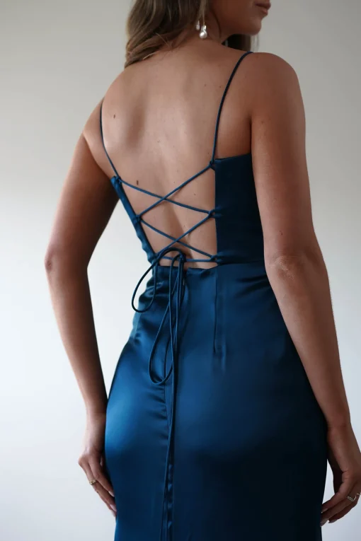 Julianne Corset Satin Gown | French Navy*Cinderella Online