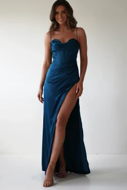 Julianne Corset Satin Gown | French Navy*Cinderella Online