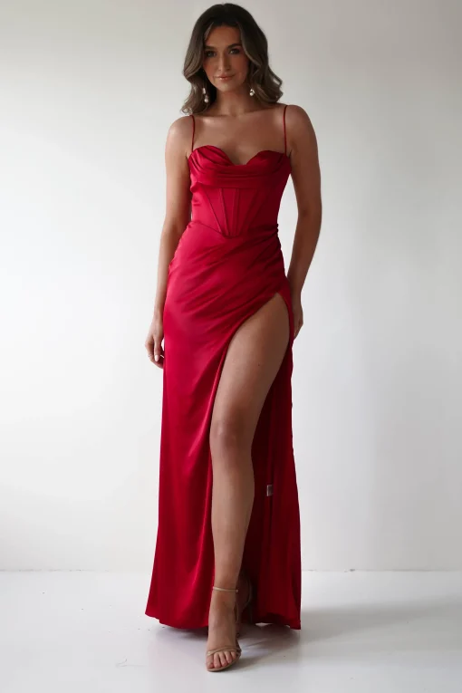 Julianne Corset Satin Gown | Red*Cinderella Sale