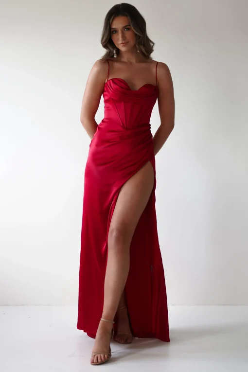Julianne Corset Satin Gown | Red*Cinderella Sale