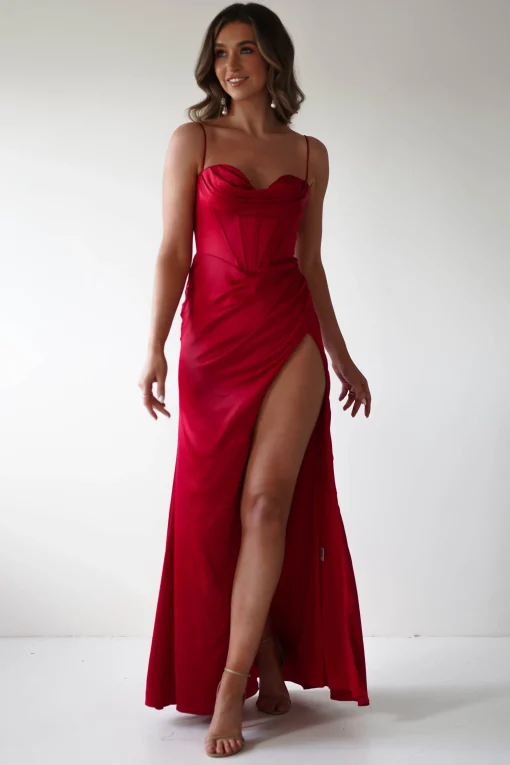 Julianne Corset Satin Gown | Red*Cinderella Sale