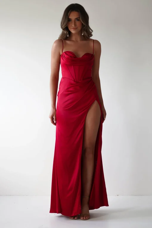 Julianne Corset Satin Gown | Red*Cinderella Sale