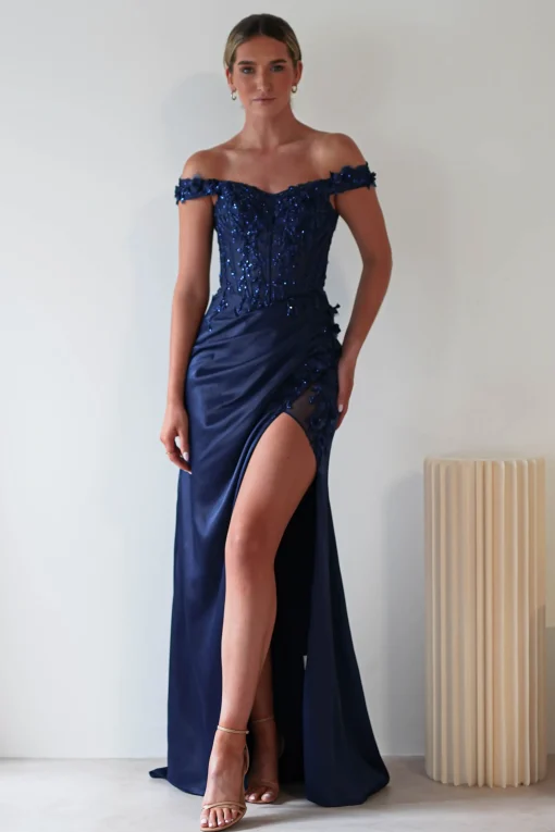 Khacy Embellished Gown | Navy*Cinderella Discount