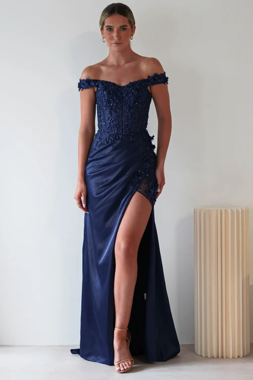 Khacy Embellished Gown | Navy*Cinderella Discount