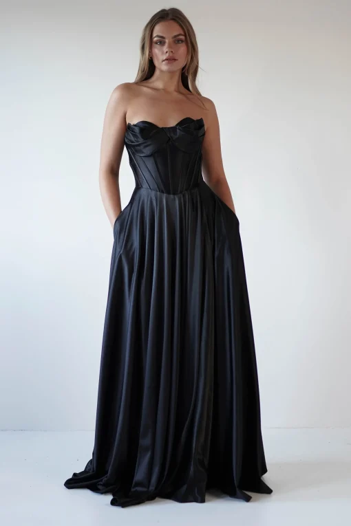 Kristi Strapless A Line Gown | Black*Cinderella Online