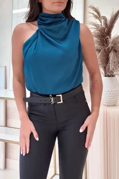 Layla Soft Satin Crop Top | Teal*Casual Discount