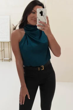 Layla Soft Satin Crop Top | Teal*Casual Discount
