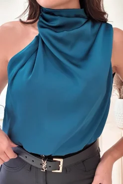 Layla Soft Satin Crop Top | Teal*Casual Discount