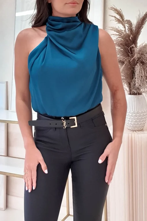 Layla Soft Satin Crop Top | Teal*Casual Discount