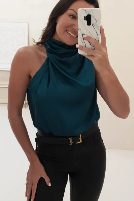 Layla Soft Satin Crop Top | Teal*Casual Discount