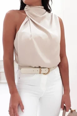 Layla Soft Satin Crop Top | Champagne*Casual Fashion