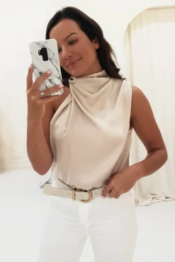 Layla Soft Satin Crop Top | Champagne*Casual Fashion