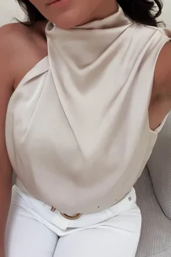 Layla Soft Satin Crop Top | Champagne*Casual Fashion