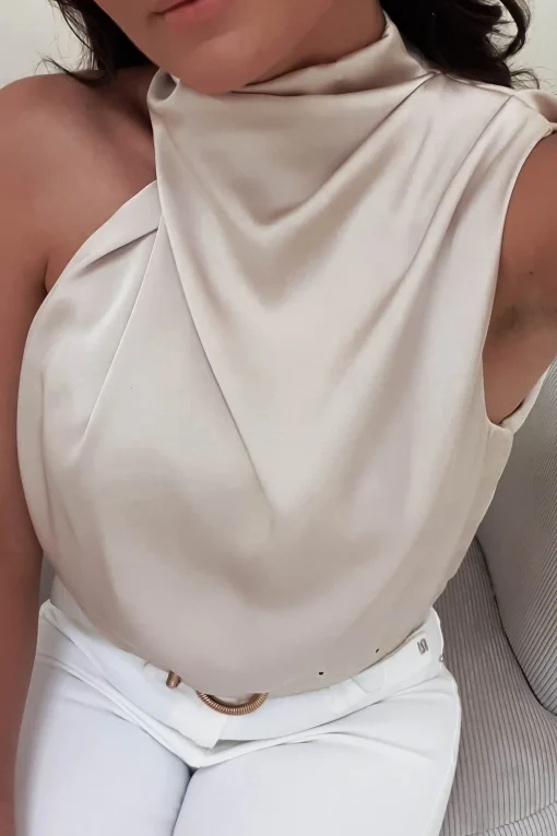 Layla Soft Satin Crop Top | Champagne*Casual Fashion