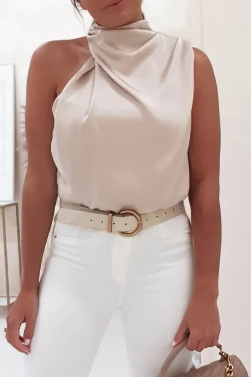 Layla Soft Satin Crop Top | Champagne*Casual Fashion