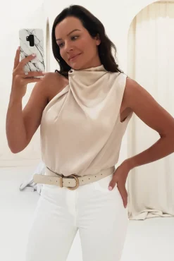 Layla Soft Satin Crop Top | Champagne*Casual Fashion