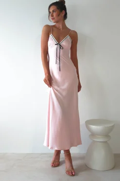 Lottie Soft Satin Slip Maxi Dress | Rose Pink*SASHA Hot