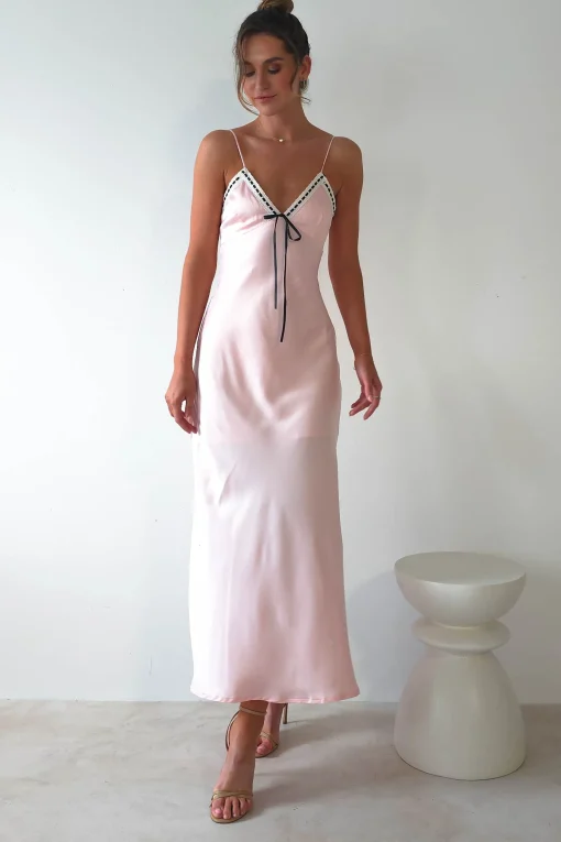 Lottie Soft Satin Slip Maxi Dress | Rose Pink*SASHA Hot