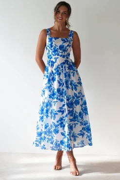 Maisie Floral Skater Maxi Dress | Blue*SASHA Sale