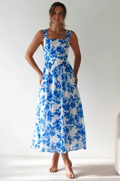 Maisie Floral Skater Maxi Dress | Blue*SASHA Sale