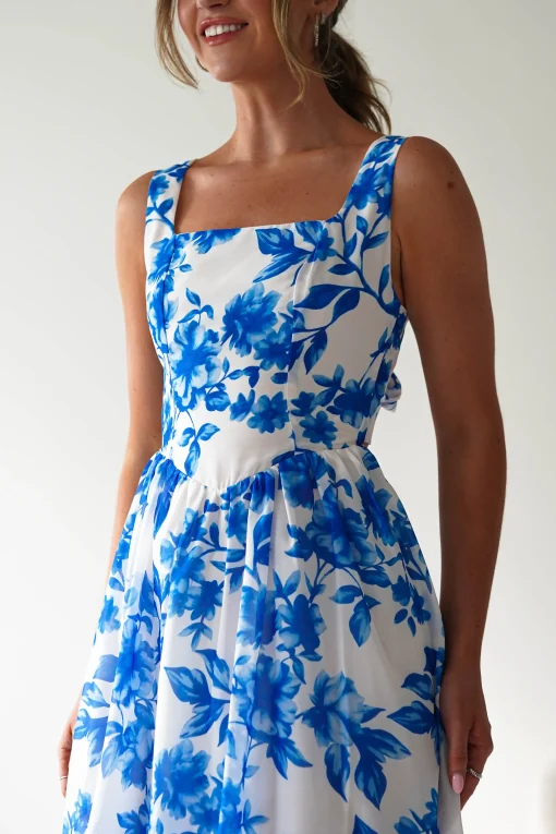 Maisie Floral Skater Maxi Dress | Blue*SASHA Sale