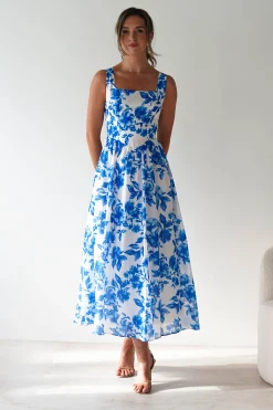 Maisie Floral Skater Maxi Dress | Blue*SASHA Sale