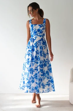 Maisie Floral Skater Maxi Dress | Blue*SASHA Sale