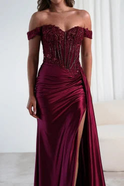 Marsela Lace Bodice Gown | Burgundy*Cinderella Fashion