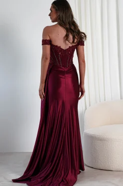 Marsela Lace Bodice Gown | Burgundy*Cinderella Fashion