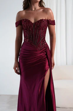 Marsela Lace Bodice Gown | Burgundy*Cinderella Fashion