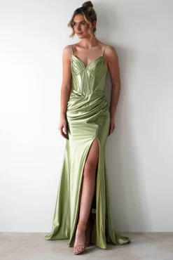 Meaghan Bodycon Gown | Lime Green*PINK BOOM Clearance