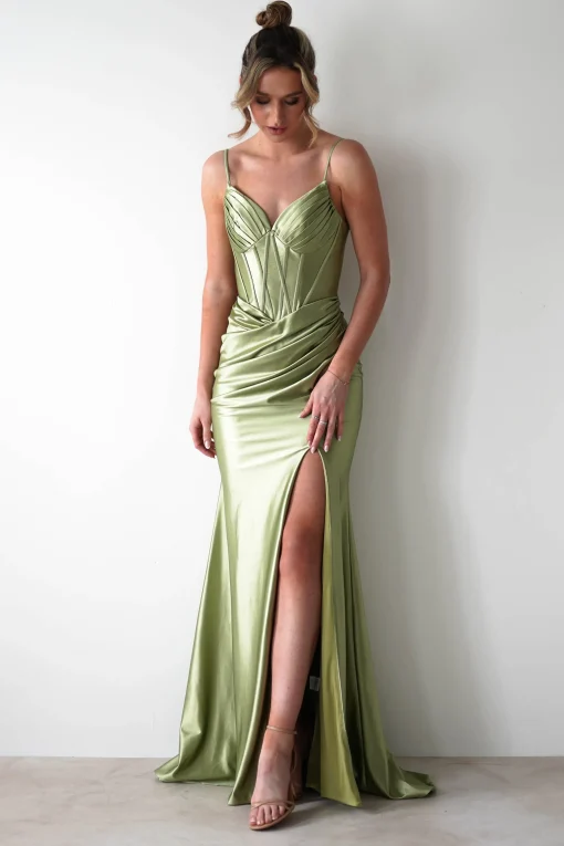 Meaghan Bodycon Gown | Lime Green*PINK BOOM Clearance
