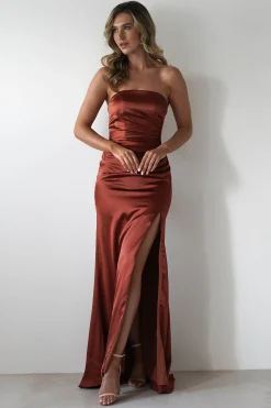 Melanie Soft Satin Maxi Gown | Rust*Cinderella Best