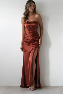 Melanie Soft Satin Maxi Gown | Rust*Cinderella Best