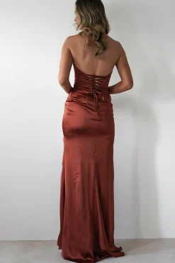 Melanie Soft Satin Maxi Gown | Rust*Cinderella Best