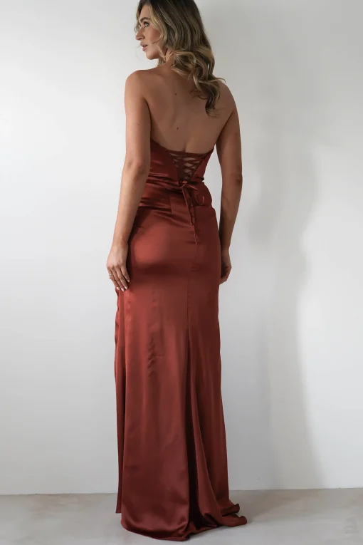 Melanie Soft Satin Maxi Gown | Rust*Cinderella Best
