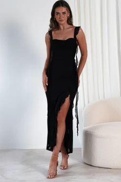 Mhissa Ruffle Maxi Dress | Black*SASHA Clearance
