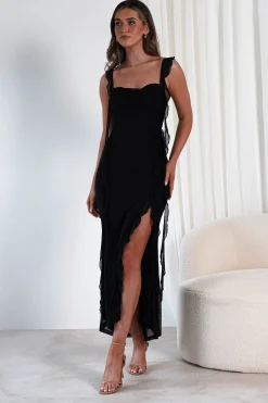 Mhissa Ruffle Maxi Dress | Black*SASHA Clearance