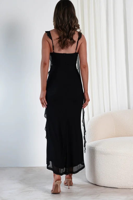 Mhissa Ruffle Maxi Dress | Black*SASHA Clearance